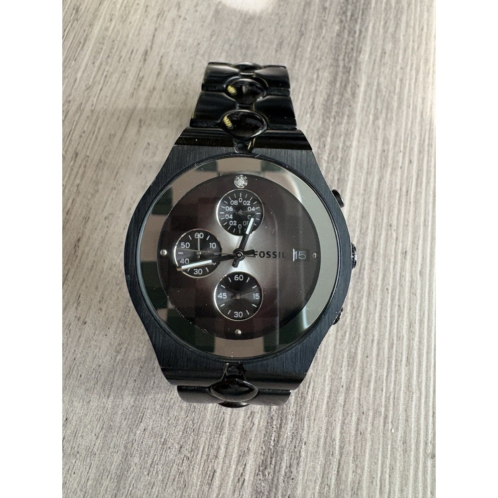Fossil Chronograph men's quartz,battery & Analog‎ dress blackout watch FS4157